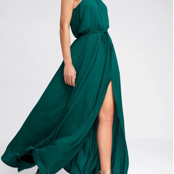 Lulus Essence Of Style Teal Green Maxi Dress - Size M - Picture 2 of 3